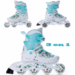Roller Laguna transformable et réglable - RAVEN - Mixte - Blanc/menthe - Roller - Adulte - Glisse urbaine