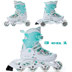 Roller Laguna transformable et réglable - RAVEN - Mixte - Blanc/menthe - Roller - Adulte - Glisse urbaine