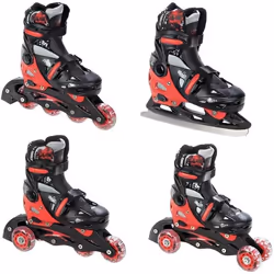 Roller transformable 4 en 1 - RAVEN - SINGER CROXER - Enfant - Blanc/Noir/Rouge - Patin à glace inclus