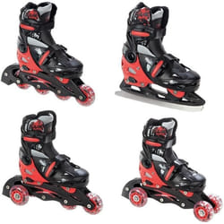 Roller transformable 4 en 1 - RAVEN - SINGER CROXER - Enfant - Blanc/Noir/Rouge - Patin à glace inclus