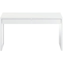 Pegane - Bureau réversible avec 2 tiroirs coloris Blanc Artic - Longueur 138 cm x Profondeur 50 cm x Hauteur 75 cm