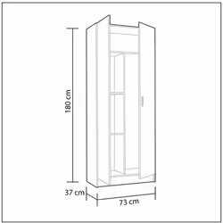 Armoire de rangement avec 2 portes et 2 étagères de rangement réglables en hauteur coloris blanc. Conçu en panneaux de partic ...