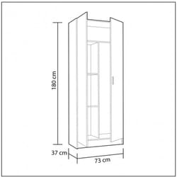 Armoire de rangement coloris blanc - Hauteur 180 x longueur 73 x Profondeur 37 cm