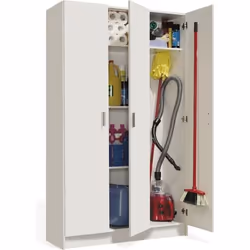 Armoire placard de rangement 3 portes coloris blanc - 109 cm (longueur) x 180 cm (hauteur) x 37 cm (profondeur)