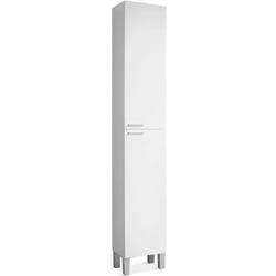 Colonne salle de bain avec 2 portes coloris blanc brillant - 30 cm (longueur) x 182 cm (Hauteur) x 25 cm (Profondeur)