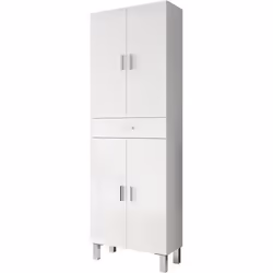 Colonne salle de bain avec 4 Portes coloris blanc brillant - 60 cm (longueur) x 182 cm (Hauteur) X 29 cm (Profondeur)