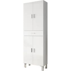 Colonne salle de bain avec 4 Portes coloris blanc brillant - 60 cm (longueur) x 182 cm (Hauteur) X 29 cm (Profondeur)