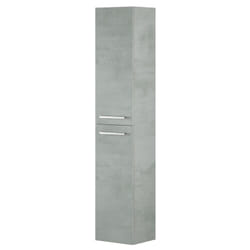 Pegane - Colonne Salle de bain suspendue avec 2 portes décor béton - 150 x 30 x 25 cm