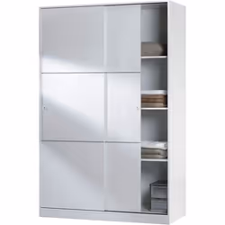 Armoire de 2 portes coulissantes coloris blanc - 120 cm (longueur) x 200 cm (hauteur) x 50 cm (profondeur)
