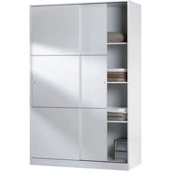 Armoire de 2 portes coulissantes coloris blanc - 120 cm (longueur) x 200 cm (hauteur) x 50 cm (profondeur)