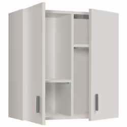 Cette armoire de rangement suspendue avec 2 portes coloris blanc sera le meuble idéal à accrocher sur un mur nu dans votre sa ...