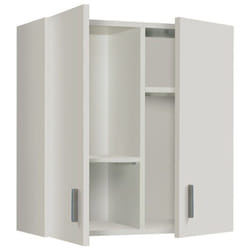 Armoire de rangement suspendue avec 2 portes coloris blanc - 59 cm (longueur) x 60 cm (hauteur) x 26,5 cm (profondeur)