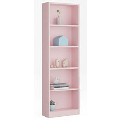 Bibliothèque avec 5 étagères coloris rose - 180 cm (Hauteur) x 52 cm (Longueur) x 25 cm (Profondeur)