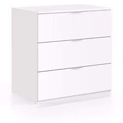 Commode avec 3 tiroirs coloris blanc. Un design contemporain qui apportera une touche de modernité dans une chambre, un salon ...