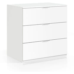 Commode à 3 tiroirs coloris blanc - 77 cm (longueur) x 80 cm (hauteur) x 38 cm (profondeur)