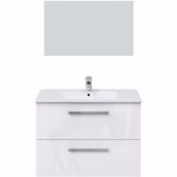 Meuble de salle de bain avec 2 tiroirs, finition de haute qualité, résistant au temps, miroir inclus. Vasque et robinetterie  ...