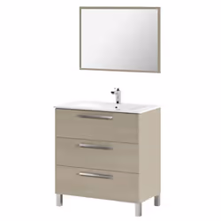 Meuble de salle de bain coloris chêne clair. Fabriqué en panneau aggloméré haute densité avec finition mélamine de qualité (m ...