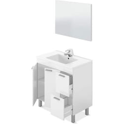 Meuble salle de bain Sous-Vasque + 1 Miroir coloris blanc brillant - Longueur 80 x Hauteur 80 x Profondeur 45 cm