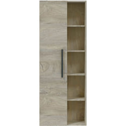 Colonne salle de bain Suspendue avec 1 porte coloris Alaska chêne à nœuds - Hauteur 135 x Longueur 51 x Profondeur 25 cm