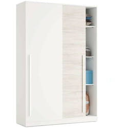 Armoire avec 2 portes coulissantes coloris blanc artic / blanc poli - Hauteur 200 x Longueur 120 x Profondeur 50 cm