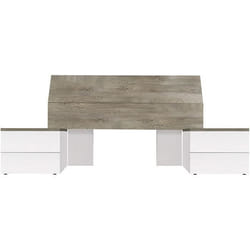 Tête de Lit avec 2 Tables de Chevet coloris blanc artic - chêne à nœuds alaska - Hauteur 96 x Longueur 256 x Profondeur 34 cm