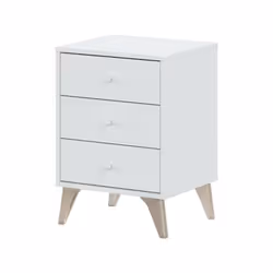 Table de chevet avec 3 tiroirs coloris blanc Artic - Hauteur 56 x Longueur 40 x Profondeur 335 cm