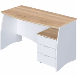 Bureau avec caisson de 3 tiroirs coloris blanc artic / chêne canadien Fabriqué en panneau aggloméré haute densité avec finiti ...