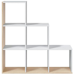 Bibliothèque escalier cube coloris chêne candiene / blanc artic - Hauteur 110 x Longueur 108 x Profondeur 28 cm