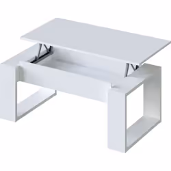 Table Basse à plateau relevable coloris blanc artic - Longueur 102 x Profondeur 50 x Hauteur 43-54 cm