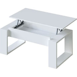 Table Basse à plateau relevable coloris blanc artic - Longueur 102 x Profondeur 50 x Hauteur 43-54 cm