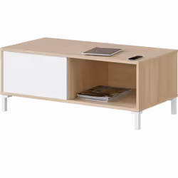 Table basse coloris chêne canadien - blanc artic - Hauteur 40 x longueur 100 x Profondeur 50 cm