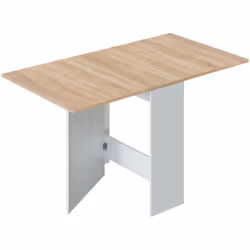 Une table de cuisine pliante qui ne prend pratiquement pas de place lorsqu'elle est fermée. Elle a deux ailes pliantes qui pe ...