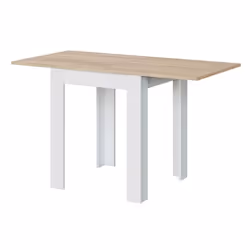 Table de cuisine extensible coloris chêne canadien - blanc artic - Hauteur 79 x longueur 67-134cm x profondeur 67 cm