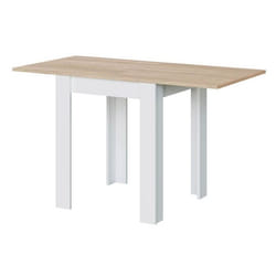 Table de cuisine extensible coloris chêne canadien - blanc artic - Hauteur 79 x longueur 67-134cm x profondeur 67 cm