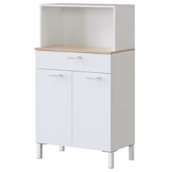 Armoire de cuisine auxiliaire avec 2 portes, 1 tiroir. Fabriqué en mélaminé de haute qualité en blanc artik / chêne canadien. ...