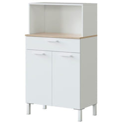 Buffet meuble cuisine 2 portes + tiroir coloris blanc artic / chêne canadien - Hauteur 126 cm x Longueur 72 cm x Profondeur 40 cm