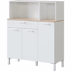Buffet avec 3 portes, 1 tiroir et 2 trous supérieurs, parfait pour votre cuisine, si vous cherchez un meuble qui vous permett ...