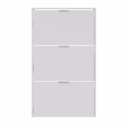 Commode à chaussures en bois de 3 portes coloris blanc brillant -Longueur 60 cm x Hauteur 113 cm x Profondeur 22 cm