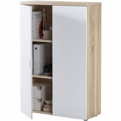 Armoire de rangement bureau avec 2 portes coloris Chêne canadian / Blanc Artik. Il vous garantira un rangement optimal. A la  ...