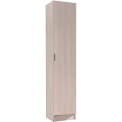 Armoire Colonne de rangement avec 1 porte et 4 étagères coloris chêne - hauteur 180 cm x longueur 37 cm x profondeur 37 cm