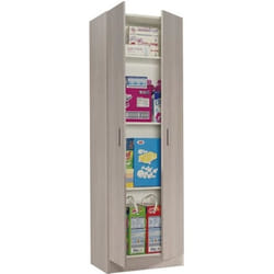Armoire colonne de rangement 2 portes coloris chêne - hauteur 180 cm x 59 cm longueur x profondeur 37 cm