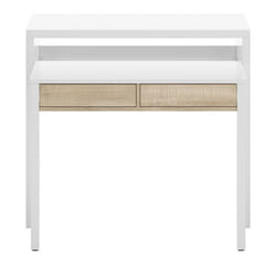 Table console extensible convertible en bureau coloris blanc et chêne - Hauteur 88 x longueur 99 x Profondeur 36-70 cm
