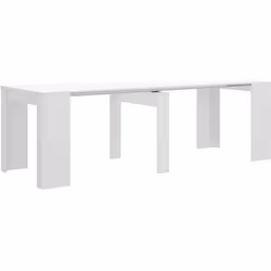 Table console extensible en chêne blanc brillant - Longueur 54-239 x Hauteur 77 x Profondeur 90 cm