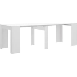 Table console extensible en chêne blanc brillant - Longueur 54-239 x Hauteur 77 x Profondeur 90 cm