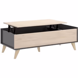 Table basse modulable coloris graphite-naturel - Longueur 99 x Hauteur 41 x Profondeur 60 cm