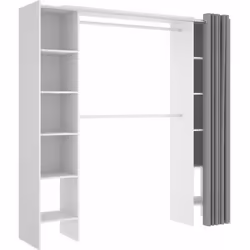 Armoire placard extensible coloris blanc - Longueur 110-180 x Hauteur 205 x Profondeur 50 cm