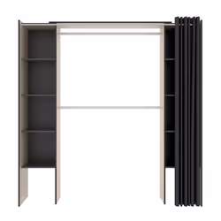Armoire placard extensible coloris naturel-graphite - Longueur 110-180 x Hauteur 205 x Profondeur 50 cm