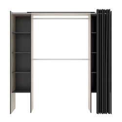 Armoire placard extensible coloris naturel-graphite - Longueur 110-180 x Hauteur 205 x Profondeur 50 cm