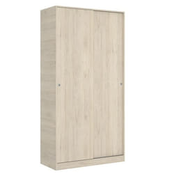 Armoire à portes coulissantes coloris naturel - Longueur 100 x Profondeur 50 x Hauteur 204 cm