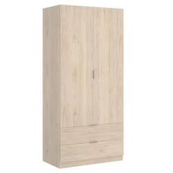 Armoire placard meuble de rangement coloris naturel - Longueur 81 x Hauteur 184 x Profondeur 52 cm
